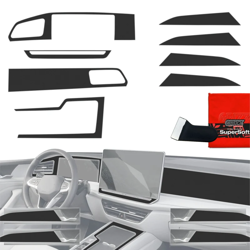 8in1 Schutzfolien Grizz Protector für Mittelkonsole & Armaturenbrett - Volkswagen Passat B9 12,9" (2024-2026) Schwarz Matt Antifingerprint