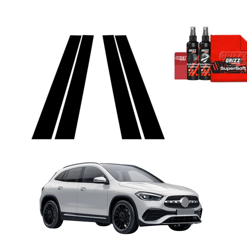 4in1 Schwarze Grizz Protector schutzfolie für B-C-Säule - Mercedes GLA 200 (2020-2026)