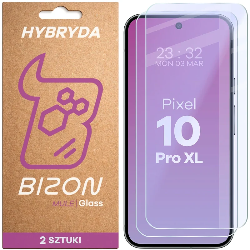 Flexibles Hybridglas für Google Pixel 10 Pro XL, Bizon Hybrid Mule Duo, 2 Stück