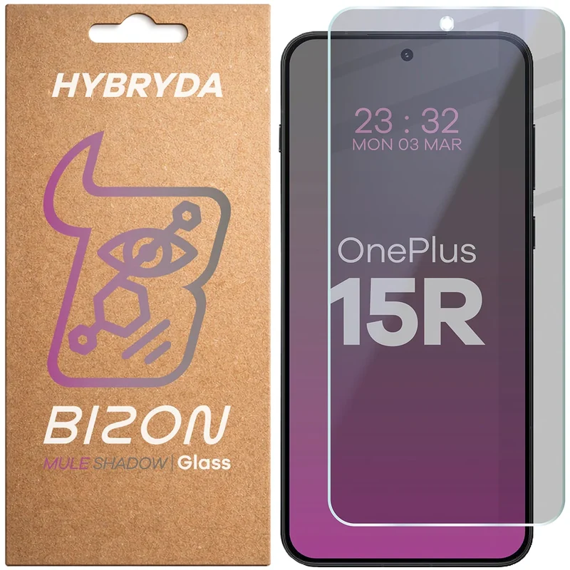 Hybridglas mit Privatschutzfilter für OnePlus 15R, Bizon Hybrid Shadow, Matt