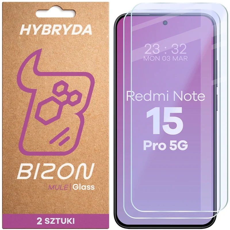 Flexibles Hybridglas für Xiaomi Redmi Note 15 Pro 5G, Bizon Hybrid Mule Duo, 2 Stück