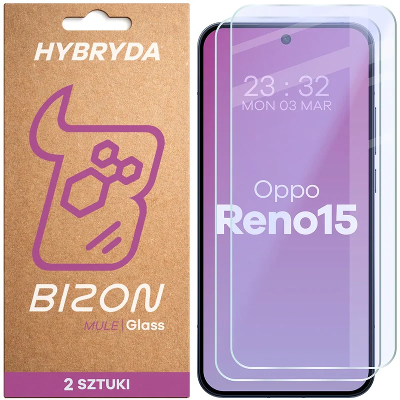 Flexibles Hybridglas für Oppo Reno 15, Bizon Hybrid Mule Duo, 2 Stück