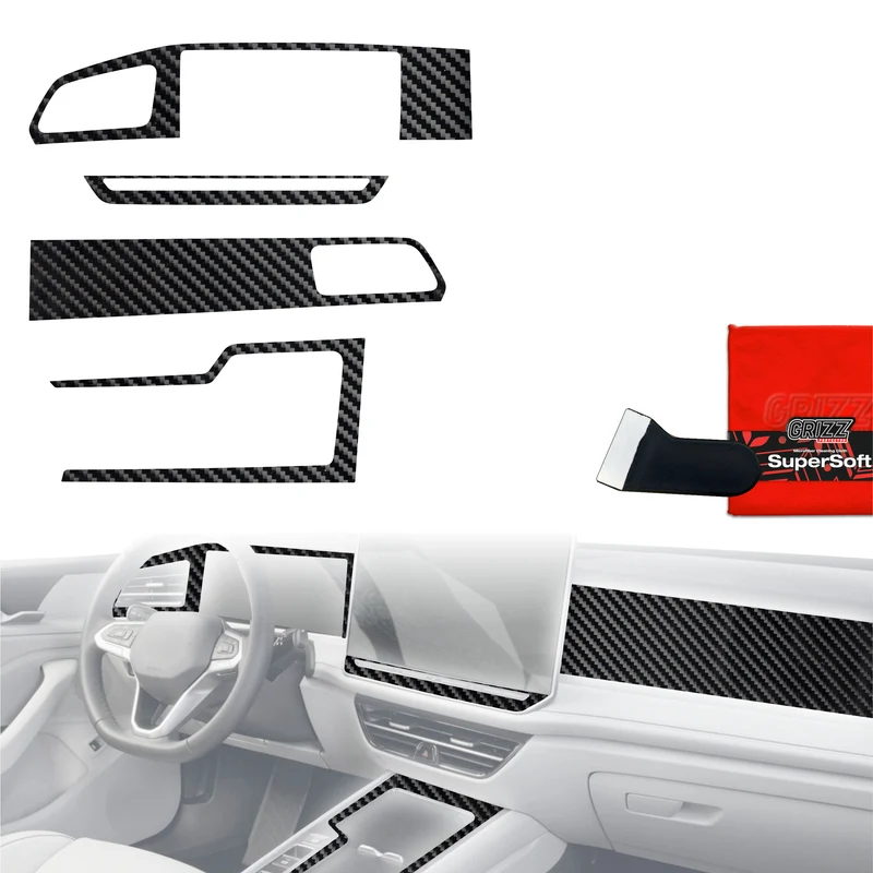 4in1 Schutzfolien Grizz Protector für Mittelkonsole & Armaturenbrett - Volkswagen Passat B9 15" (2024-2026) Carbon Optik Glanz