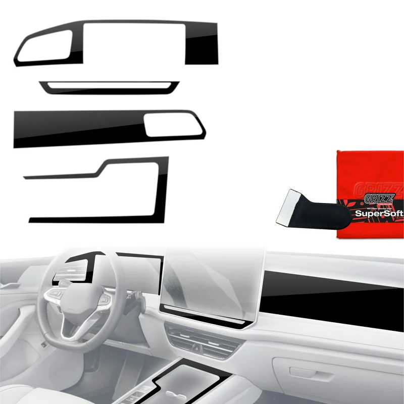 4in1 Schutzfolien Grizz Protector für Mittelkonsole & Armaturenbrett - Volkswagen Passat B9 12,9" (2024-2026) Schwarz Glanz