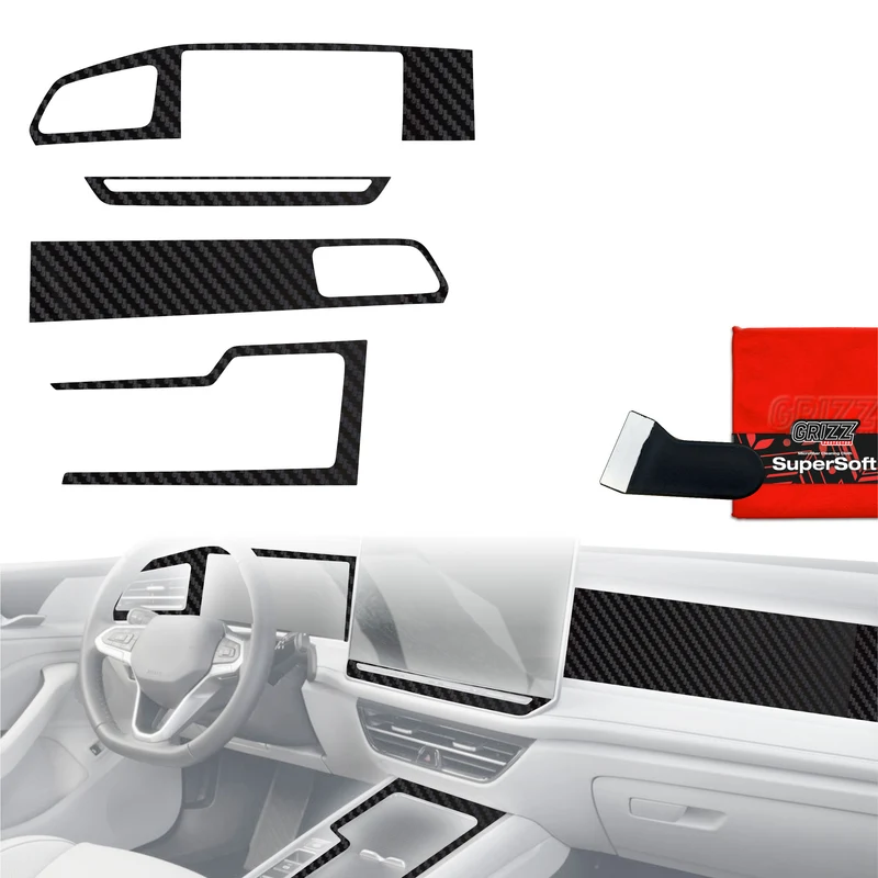 4in1 Schutzfolien Grizz Protector für Mittelkonsole & Armaturenbrett - Volkswagen Passat B9 12,9" (2024-2026) Carbon Optik Matt Antifingerprint