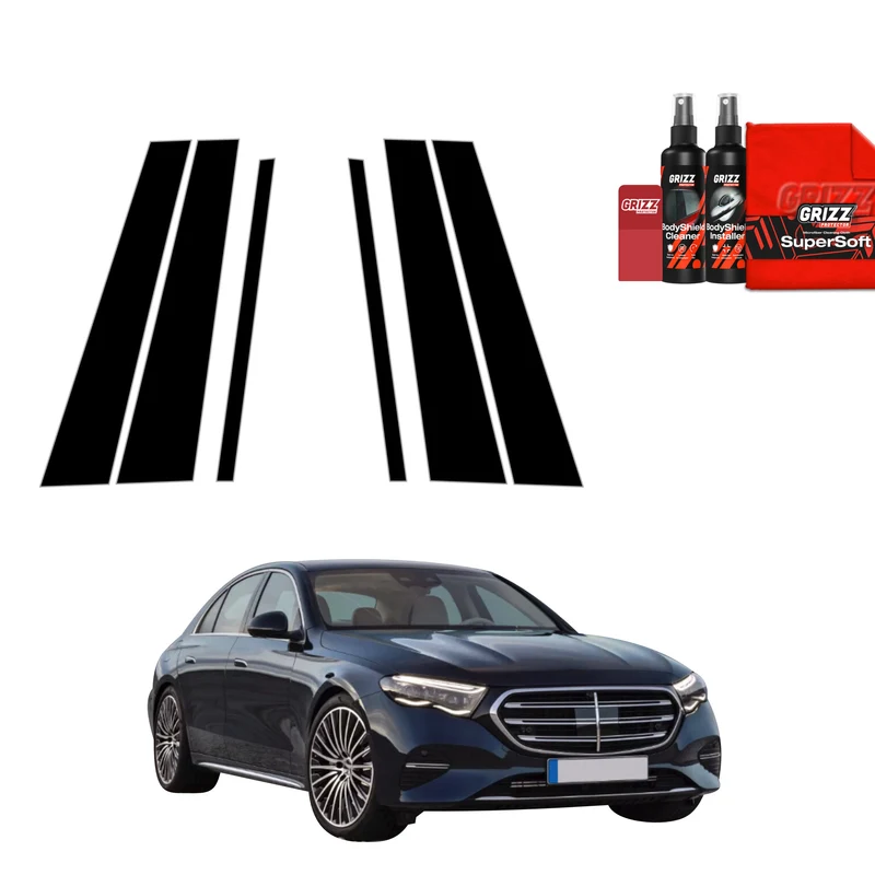 6in1 Schwarze Grizz Protector schutzfolie für B-C-Säule - Mercedes E Klasse (2016-2023)
