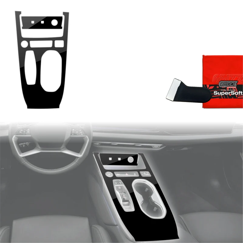 2in1 Schutzfolien Grizz Protector für Mittelkonsole - Audi A6 C9 (2025-2026) Schwarz Glanz