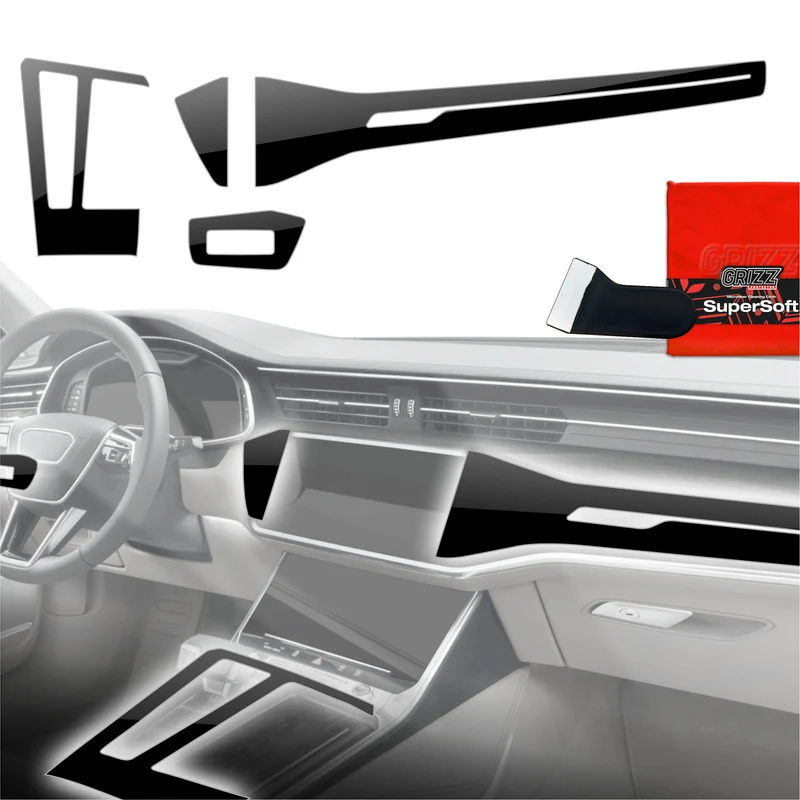 4in1 Schutzfolien Grizz Protector für Mittelkonsole - Audi A6 C8 (2018-2024) Schwarz Glanz