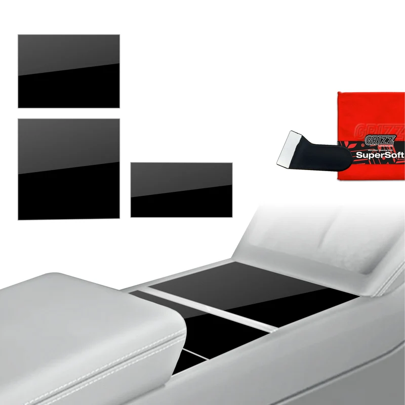 3in1 Schutzfolien Grizz Protector für Mittelkonsole - Tesla Model 3 Highland (2024-2026) Schwarz Glanz