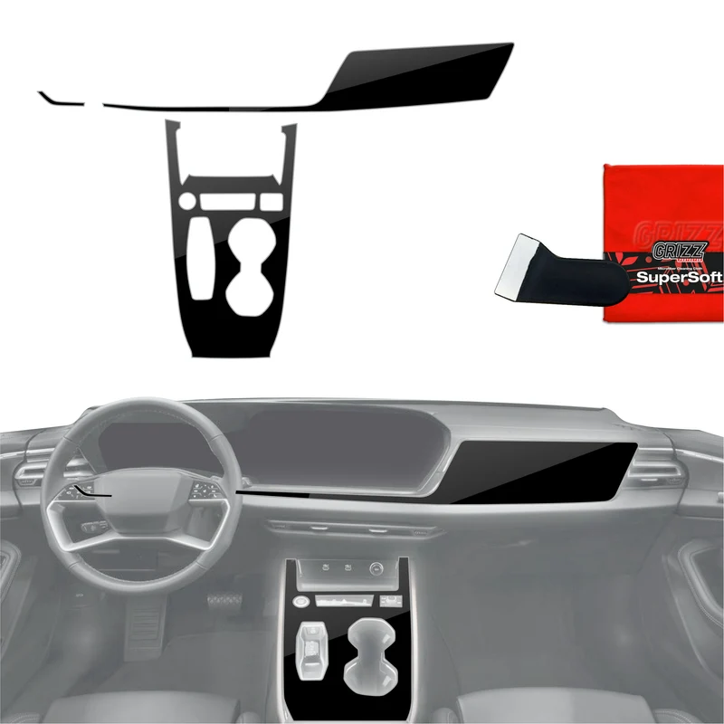 3in1 Schutzfolien Grizz Protector für Mittelkonsole & Armaturenbrett - Audi A5 B10 (2025-2026) Schwarz Glanz