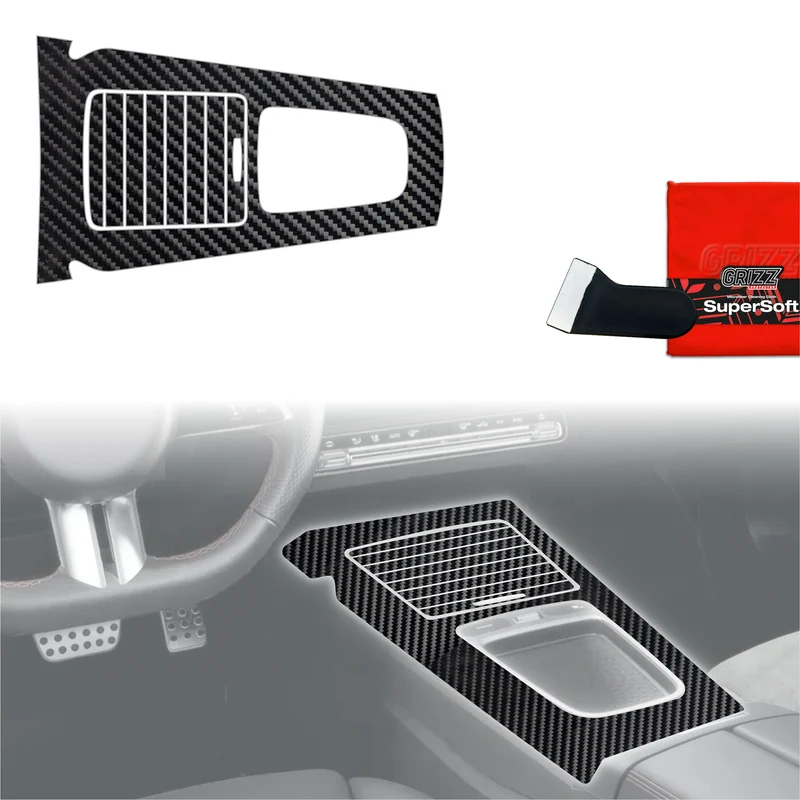 2in1 Schutzfolien Grizz Protector für Mittelkonsole - Mercedes A Klasse W177 (2018-2026) Carbon Optik Glanz