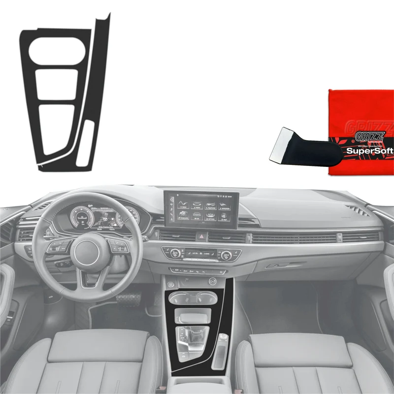 Schutzfolien Grizz Protector für Mittelkonsole - Audi A4 B9 (2014-2018) Schwarz Matt Antifingerprint