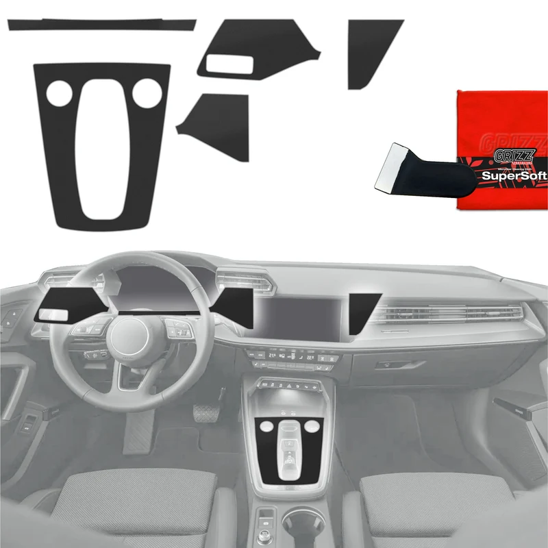 5in1 Schutzfolien Grizz Protector für Mittelkonsole & Armaturenbrett - Audi A3 8Y Facelift (2024-2026) Schwarz Matt Antifingerprint