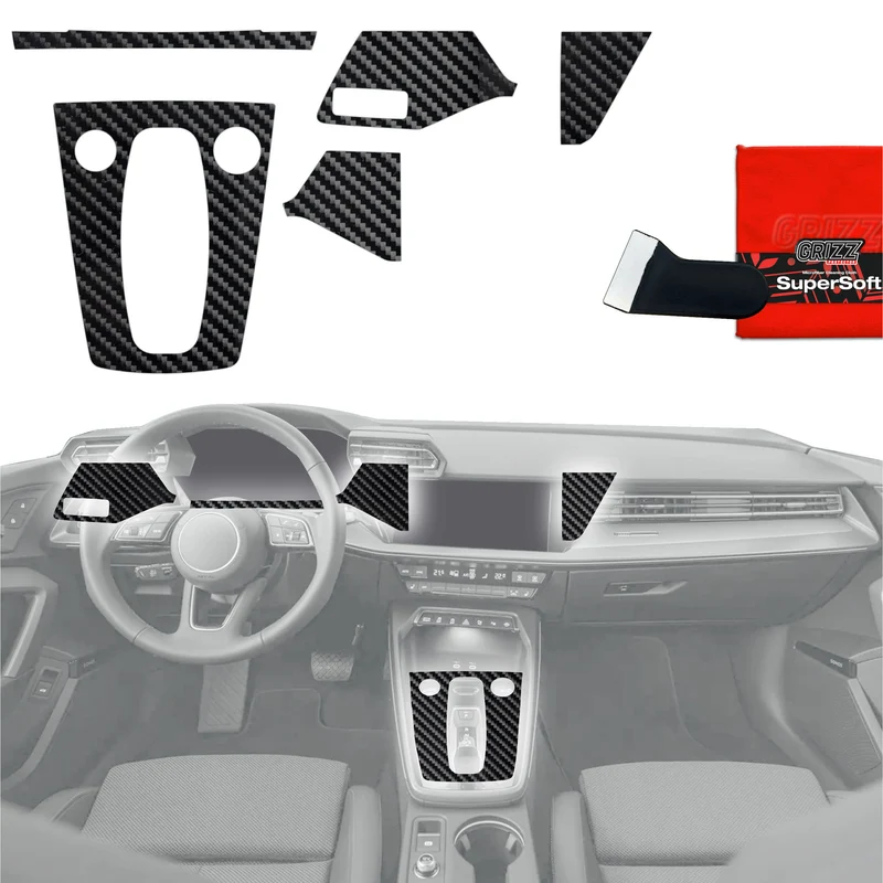 5in1 Schutzfolien Grizz Protector für Mittelkonsole & Armaturenbrett - Audi A3 8Y Facelift (2024-2026) Carbon Optik Glanz