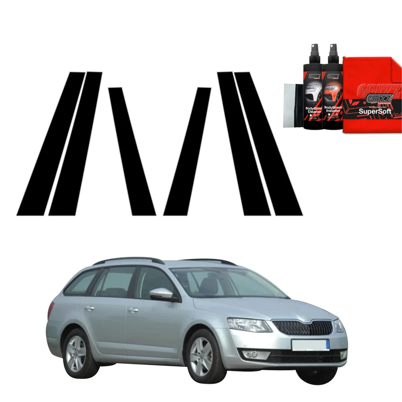 6in1 Schwarze Grizz Protector schutzfolie für B-C-Säule - Skoda Octavia 3 Kombi 5D (2017-2020)