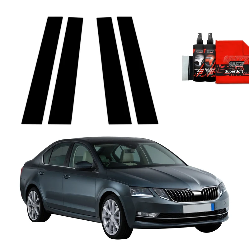 4in1 Schwarze Grizz Protector schutzfolie für B-Säule - Skoda Octavia 3 (2017-2020)