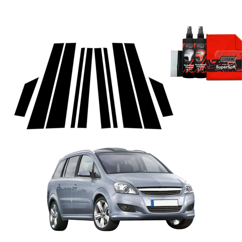 10in1 Schwarze Grizz Protector schutzfolie für B-C-Säule - Opel Zafira B Kombi 5D (2010-2014)