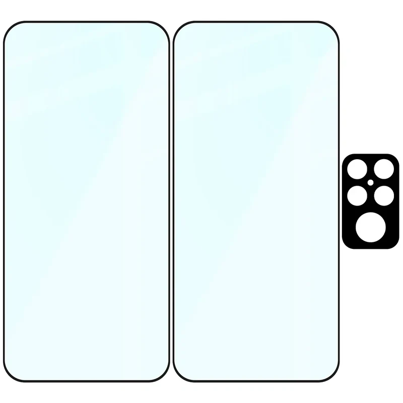 Gehärtetes Glas - 2 Stück + Kameraschutz für Xiaomi POCO F8 Ultra, Bizon Glass Edge Pack, Schwarz