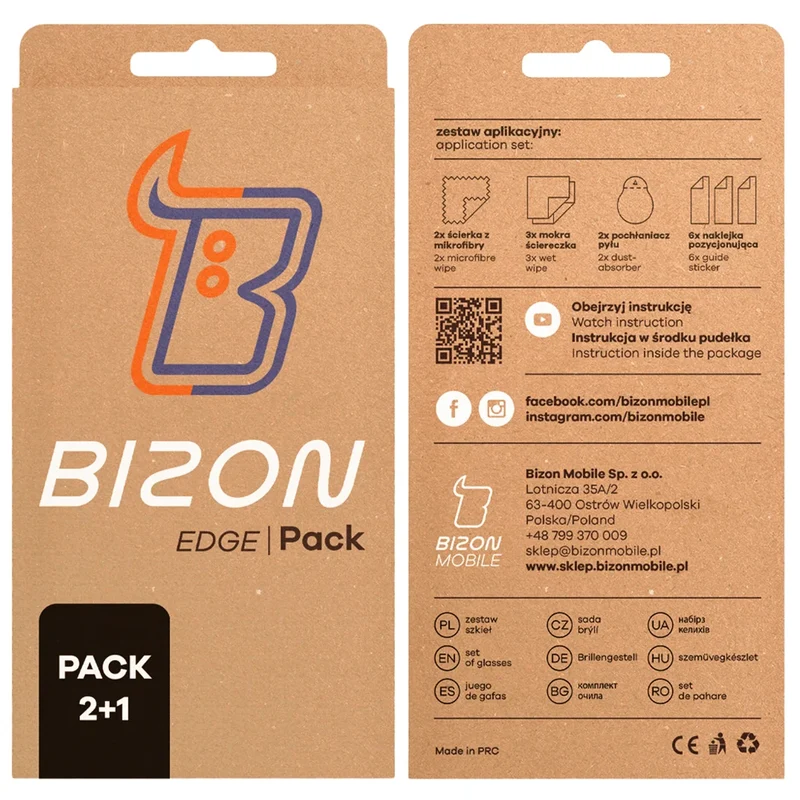 Gehärtetes Glas - 2 Stück + Kameraschutz für Xiaomi POCO F8 Ultra, Bizon Glass Edge Pack, Schwarz