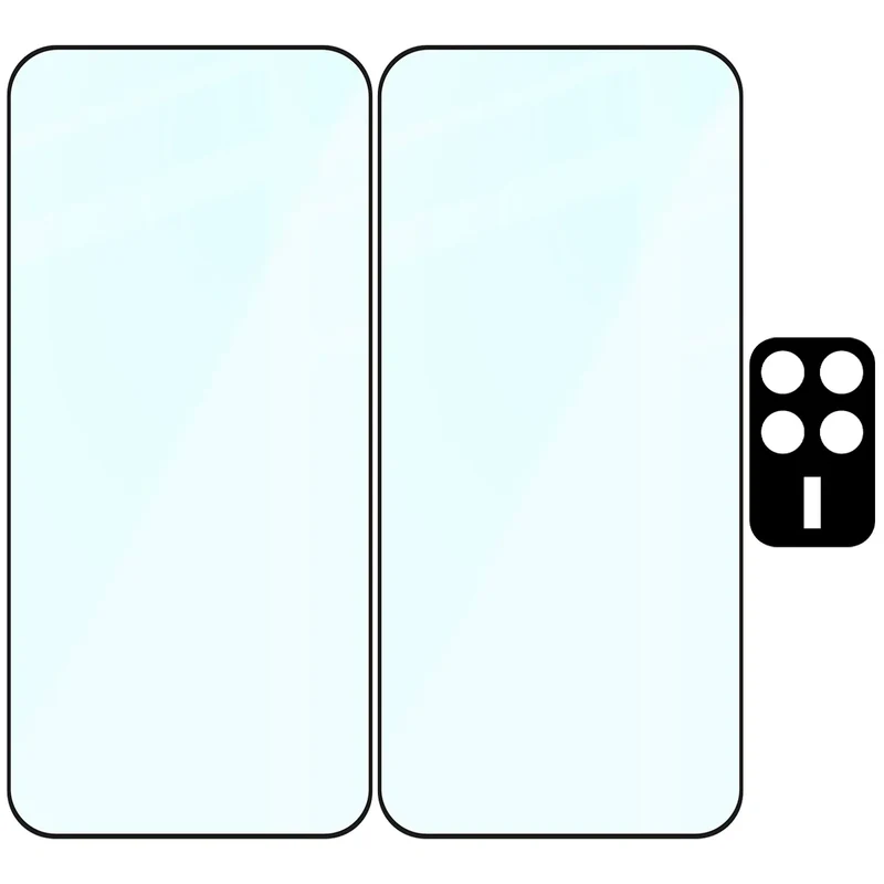 Gehärtetes Glas - 2 Stück + Kameraschutz für Xiaomi POCO F8 Pro, Bizon Glass Edge Pack, Schwarz