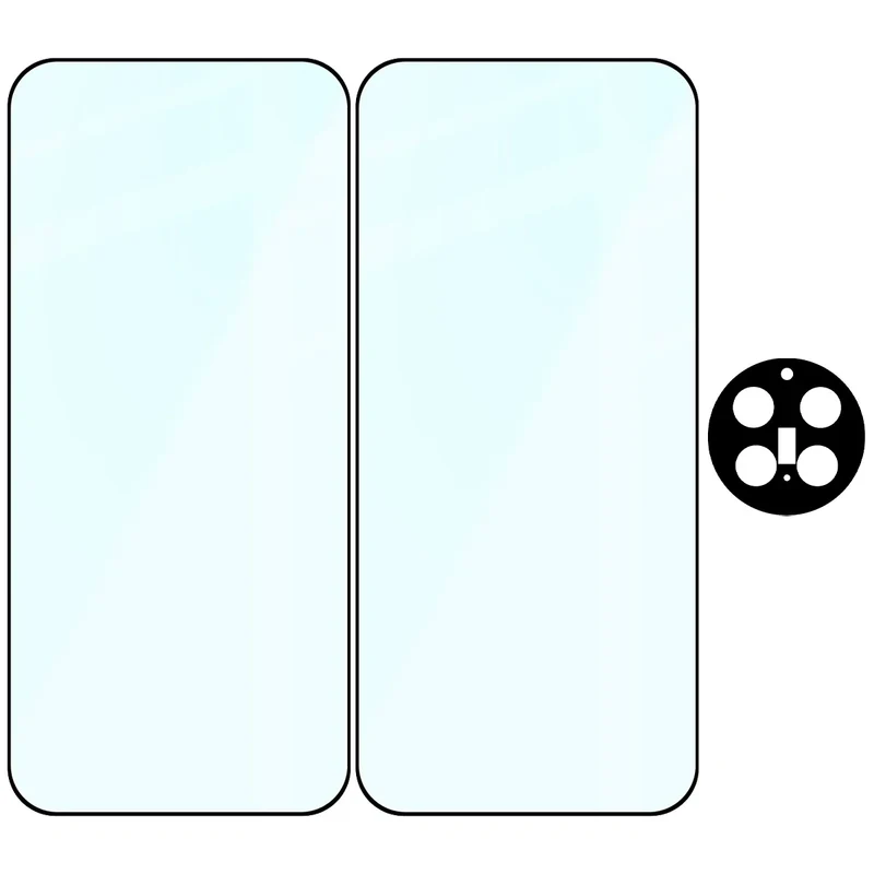 Gehärtetes Glas - 2 Stück + Kameraschutz für Vivo X300 Pro, Bizon Glass Edge Pack, Schwarz