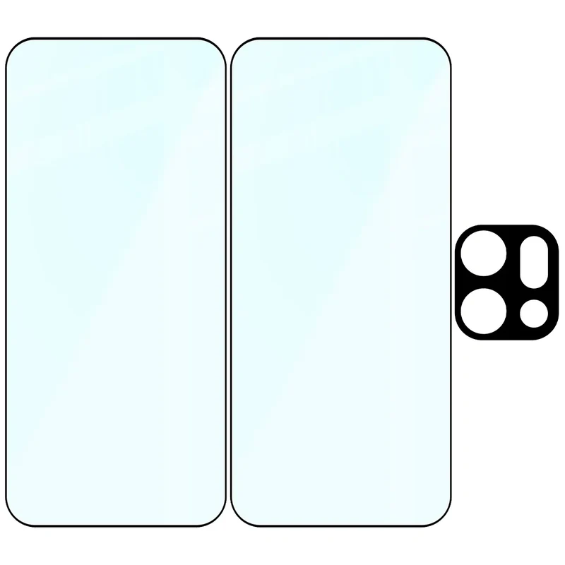 Gehärtetes Glas - 2 Stück + Kameraschutz für Oppo Find X9 Pro, Bizon Glass Edge Pack, Schwarz