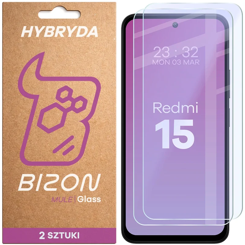 Flexibles Hybridglas für Xiaomi Redmi 15 5G, Bizon Hybrid Mule Duo, 2 Stück