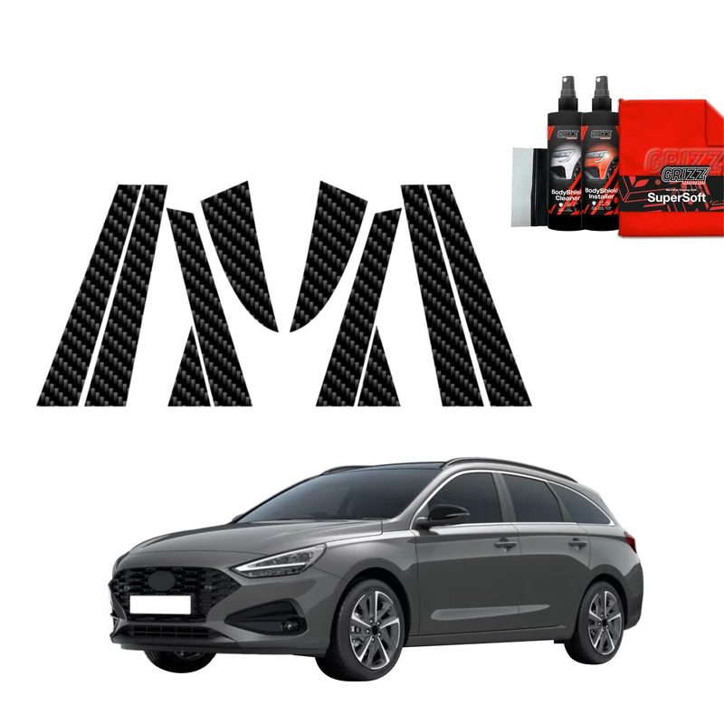 10in1 Kohlenstoff Schutzfolie Grizz Protector für B-C-Säule - Hyundai i30 Wagon (2020-2026)
