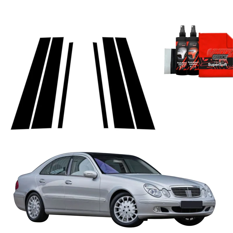 6in1 Schwarze Grizz Protector schutzfolie für B-C-Säule - Mercedes Benz E Klasse W211 Sedan (2002-2009)