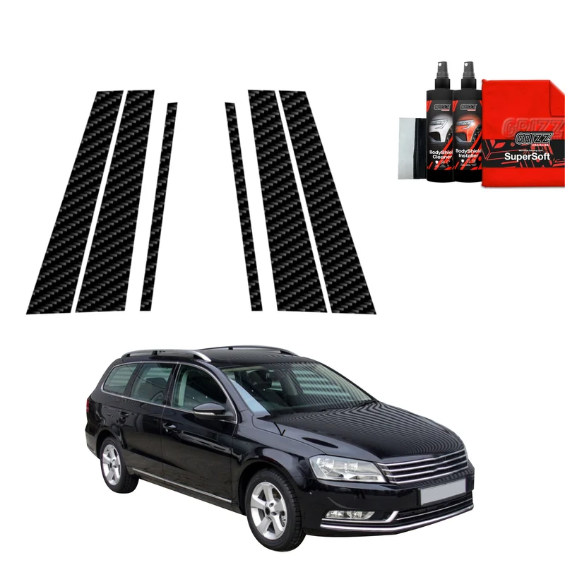 6in1 Kohlenstoff Schutzfolie Grizz Protector für B-C-Säule - Volkswagen Passat B7 Variant (2010-2014)