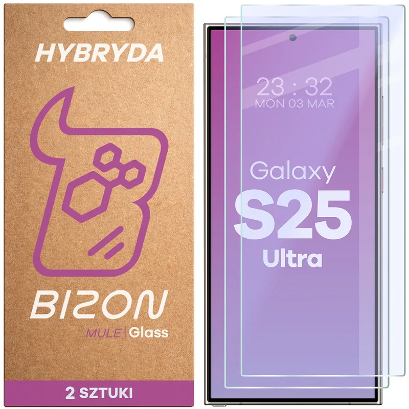 Flexibles Hybridglas für Galaxy S25 Ultra, Bizon Hybrid Mule Duo, 2 Stück