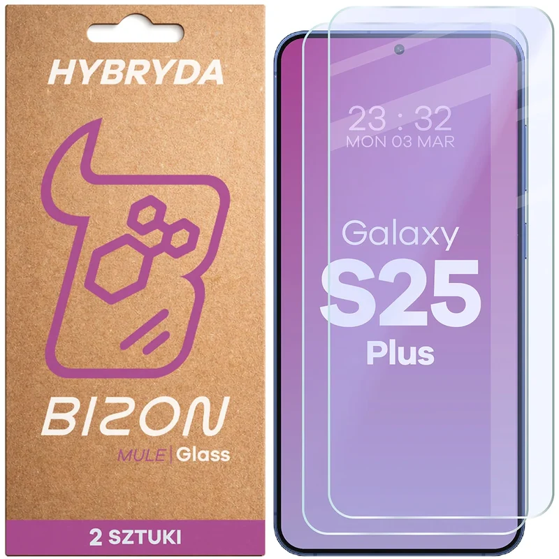 Flexibles Hybridglas für Galaxy S25 Plus, Bizon Hybrid Mule Duo, 2 Stück