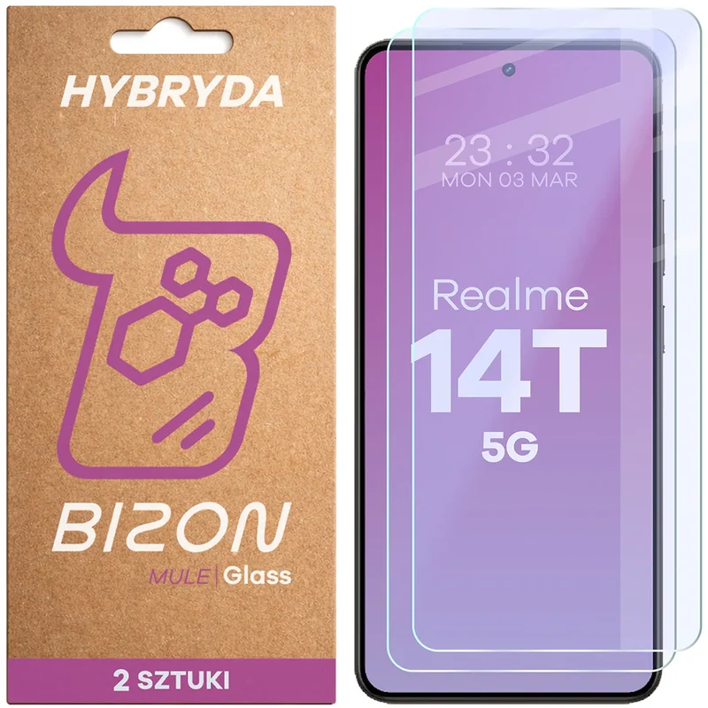 Flexibles Hybridglas für Realme 14T 5G, Bizon Hybrid Mule Duo, 2 Stück