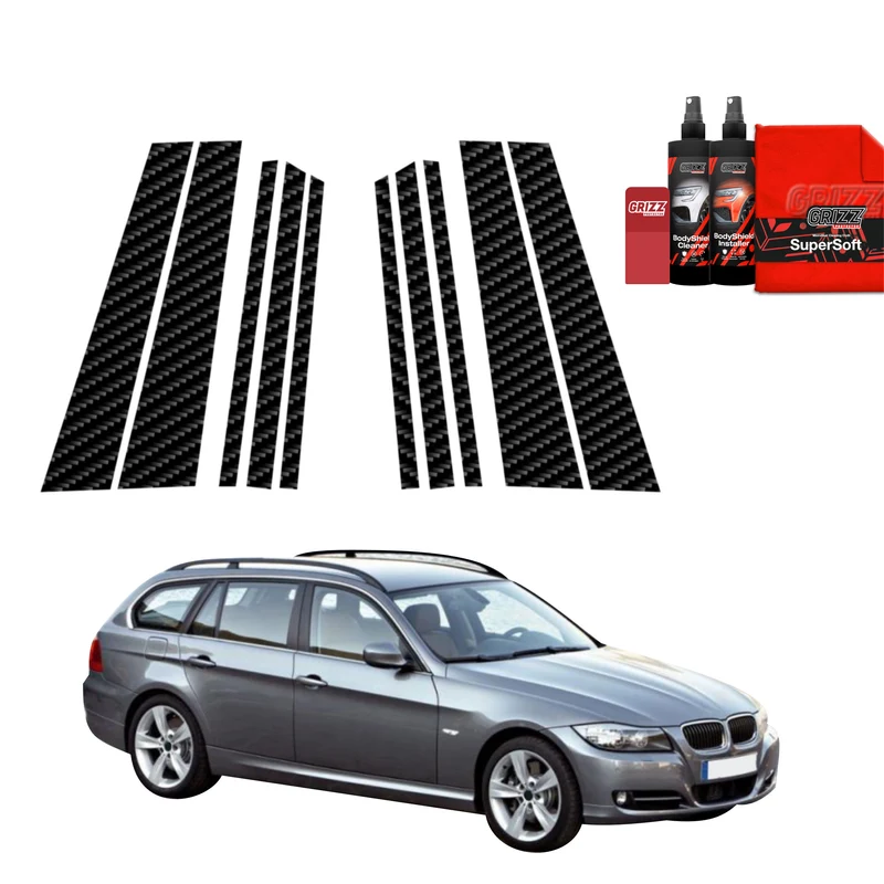 10in1 Kohlenstoff Schutzfolie Grizz Protector für B-C-Säule - BMW 3 E91 Kombi LCI (2008-2012)