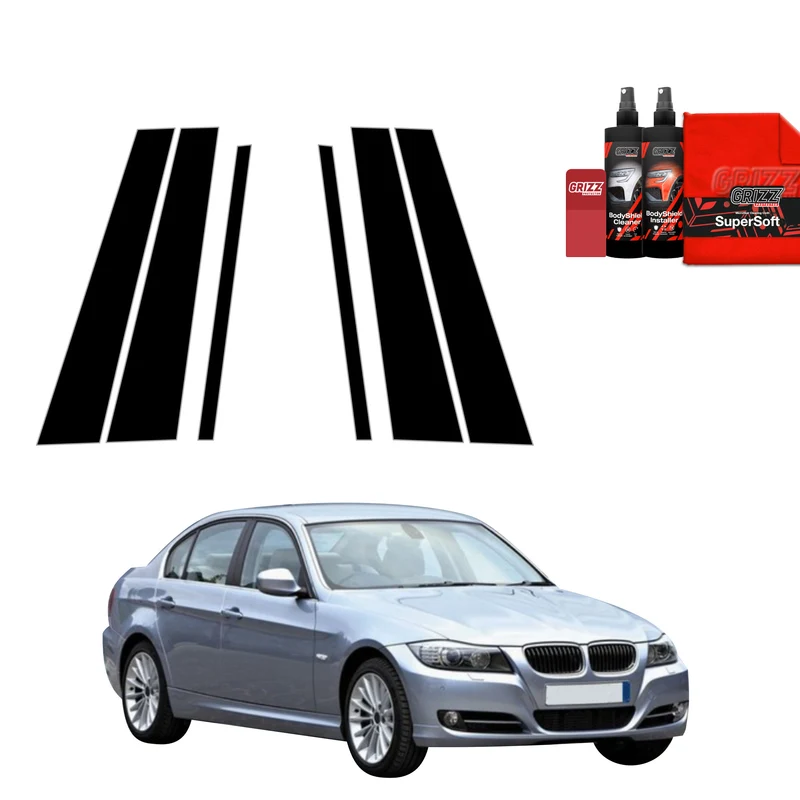 6in1 Schwarze Grizz Protector schutzfolie für B-C-Säule - BMW 3 E90 Sedan Pre-LCI (2004-2008)