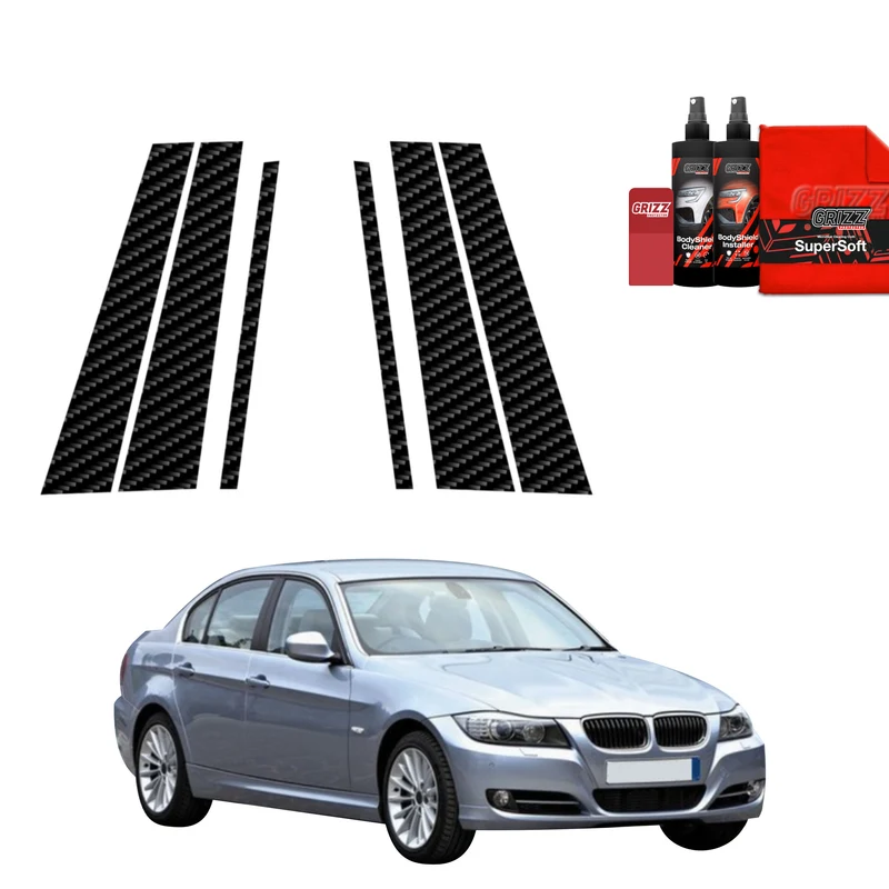 6in1 Kohlenstoff Schutzfolie Grizz Protector für B-C-Säule - BMW 3 E90 Sedan Pre-LCI (2004-2008)