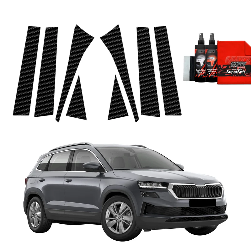 8in1 Kohlenstoff Schutzfolie Grizz Protector für B-C-Säule - Skoda Karoq Facelift (2022-2026)