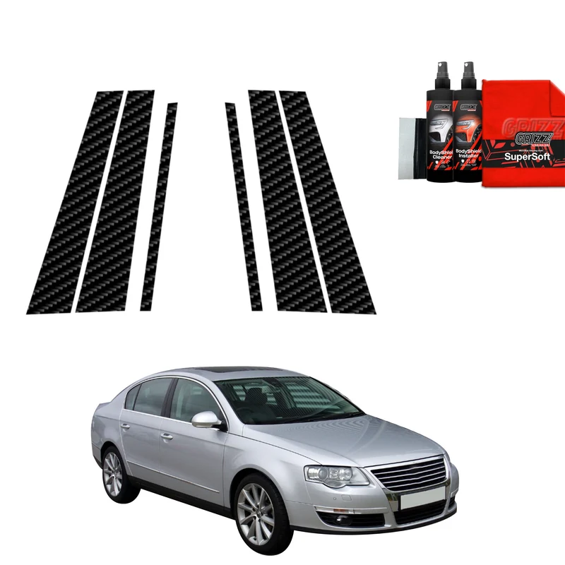 6in1 Kohlenstoff Schutzfolie Grizz Protector für B-C-Säule - Volkswagen Passat B6 Sedan (2005-2010)