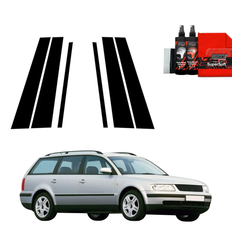 6in1 Schwarze Grizz Protector schutzfolie für B-C-Säule - Volkswagen Passat B5 Variant (1996-2000)