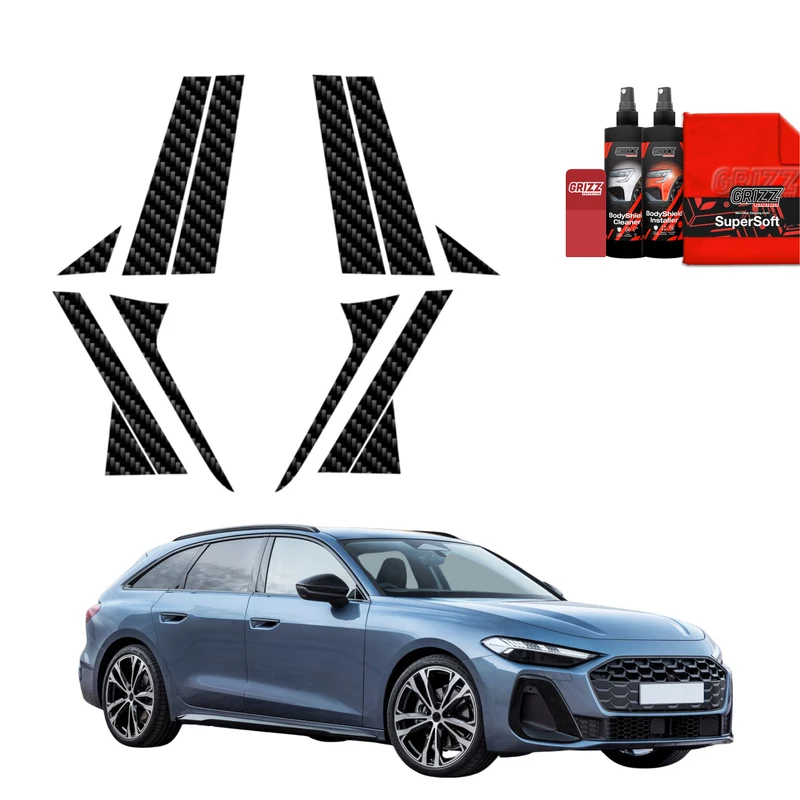 12in1 Schwarze Grizz Protector schutzfolie für A-B-C-Säule - Audi A5 B10 Avant (2025-2026)