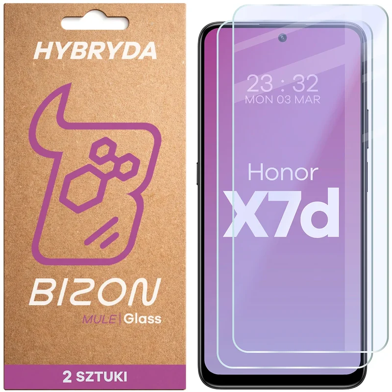 Flexibles Hybridglas für Honor X7d, Bizon Hybrid Mule Duo, 2 Stück