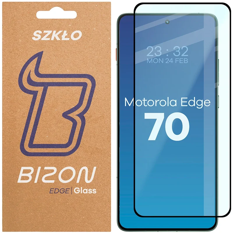 Gehärtetes Glas für Motorola Edge 70, Bizon Glass Edge, Schwarzer Rahmen