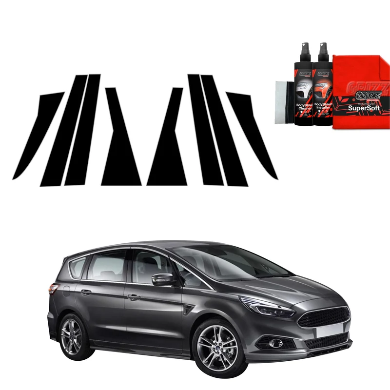 6in1 Schwarze Grizz Protector schutzfolie für A-B-C-Säule - Ford S-Max MK2 (2015-2019)