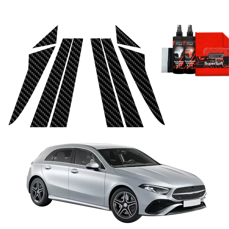 8in1 Kohlenstoff Schutzfolie Grizz Protector für A-B-Säule - Mercedes A Klasse W177 (2018-2026)