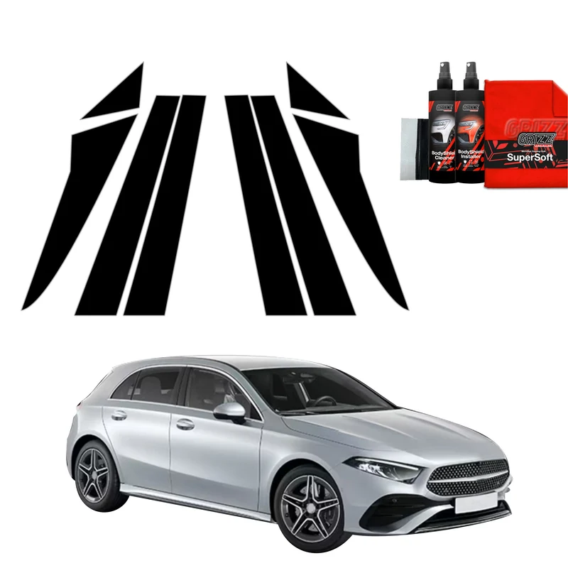 6in1 Schwarze Grizz Protector schutzfolie für A-B-C-Säule - Mercedes A Klasse W177 (2018-2026)