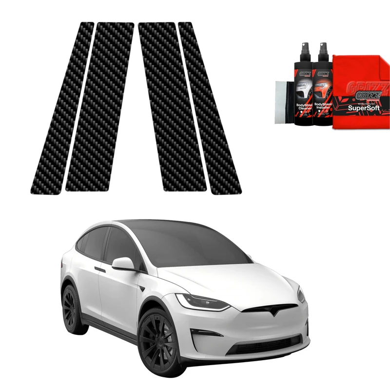4in1 Kohlenstoff Schutzfolie Grizz Protector für B-Säule - Tesla Model X (2021-2026)