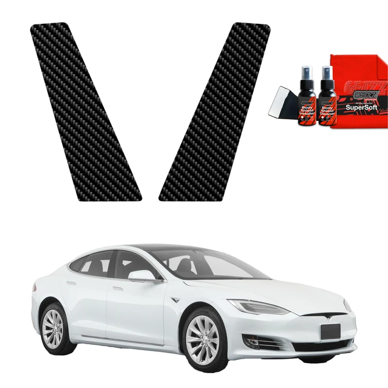 2in1 Kohlenstoff Schutzfolie Grizz Protector für B-Säule - Tesla Model S (2023-2026)