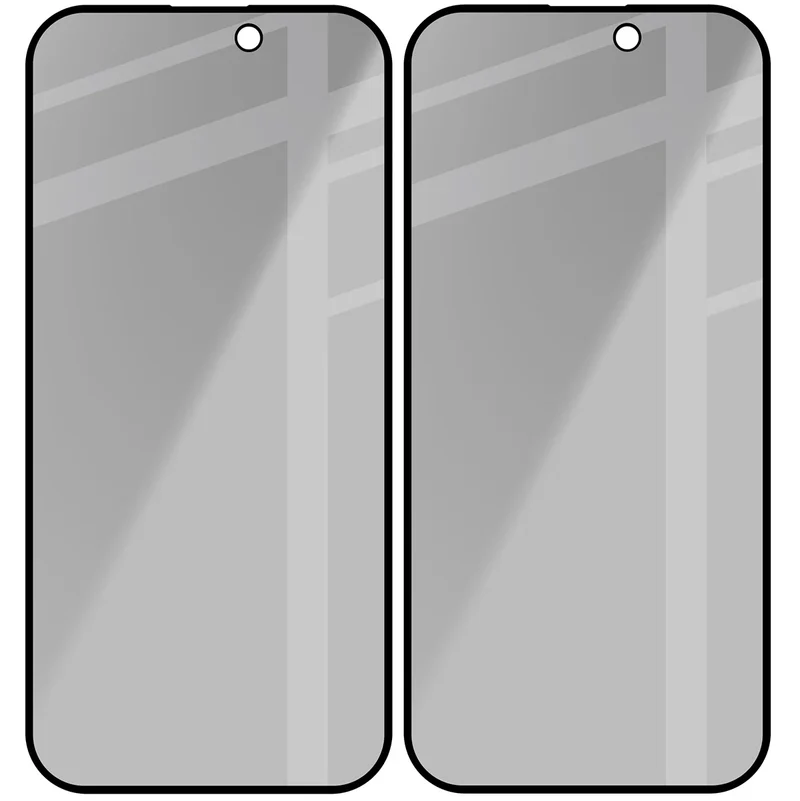 Gehärtetes Glas mit Privatschutzfilter für iPhone 17 / 17 Pro / 16 Pro, Bizon Glass Edge Shadow Duo, getönt mit schwarzer Rahmen, 2 Stück