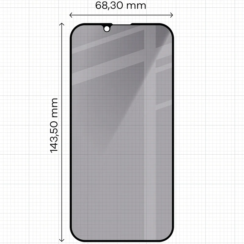 Gehärtetes Glas mit Privatschutzfilter für iPhone 17e / 16e / 14 / 13 Pro / 13, Bizon Glass Edge Shadow Duo, getönt mit schwarzer Rahmen, 2 Stück