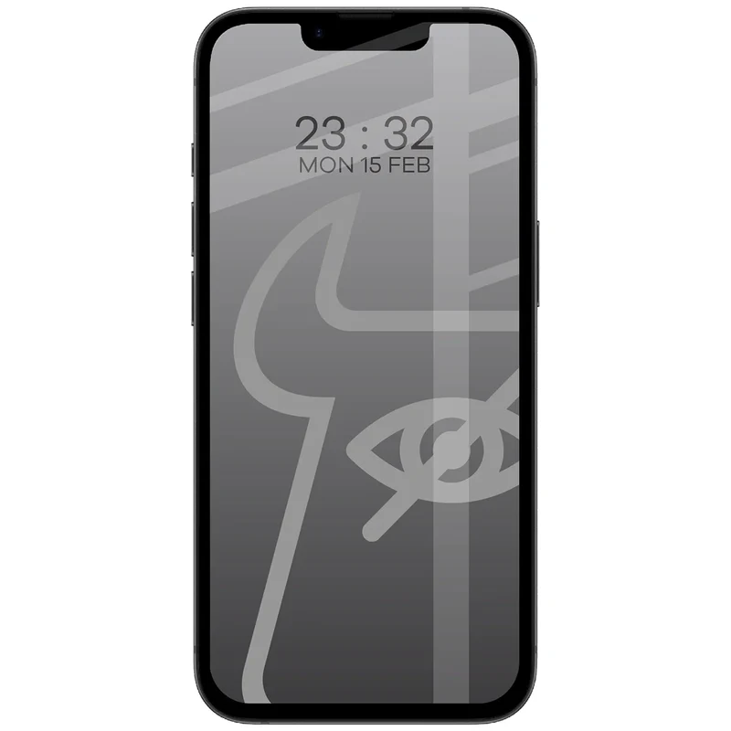 Gehärtetes Glas mit Privatschutzfilter für iPhone 17e / 16e / 14 / 13 Pro / 13, Bizon Glass Edge Shadow Duo, getönt mit schwarzer Rahmen, 2 Stück